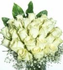 25 White Roses in a Vase