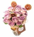 Lilac Rose Arrangement in a Glass Vase (12 Roses)