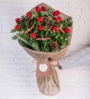 Jute Bouquet with Holly Christmas Flower