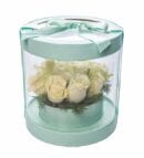 White Roses in a Mint Green Flower Box