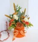 Bartolli and Orange Spray Roses in an Orange Box