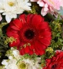 Green Coffee Bouquet with Gerberas and Lilac Roses