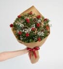 Holly Christmas Flower in Kraft Bouquet Paper