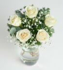 5 White Roses in a Vase