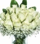 20 White Roses in a Vase