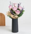 Black Vase with Lilac Roses