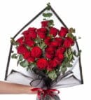 20 Red Rose Bouquet in Black Wrapping