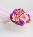 Pink Gerberas & Hyacinths in a Powder Pink Bouquet