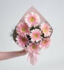 Powder Bouquet with Pink Gerberas