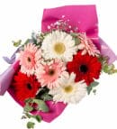 Pink & White & Red Gerberas in a Lilac Bouquet