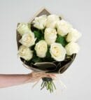 11-Piece White Rose Bouquet