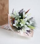 16-Piece White Lily Arrangement in Pink and White Bouquet