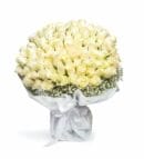 100 White Roses Bouquet