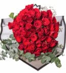 50 Red Rose Bouquet in Black Wrapping