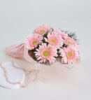 Powder Bouquet with Pink Gerberas