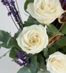 Glass Vase with 4 White Roses and Eucalyptus Arrangement