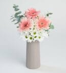 White Daisies & Pink Gerberas in a Beige Vase Istanbul